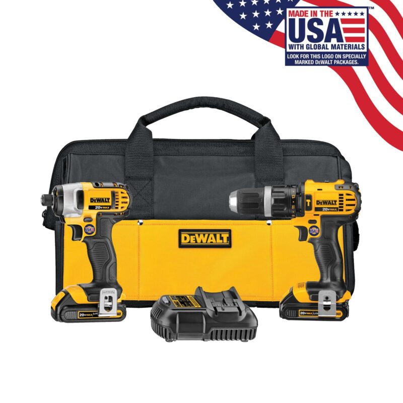 Ensemble de marteau perforateur / tournevis à percussion DeWALT compact au lithium-ion 20 V MAX* (1,5 Ah)